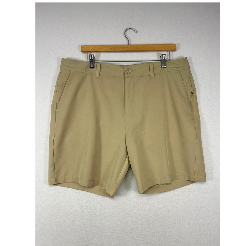 Fresh Clean Threads Mens 34 Tan Performance Stretch‎ Golf Shorts Khaki